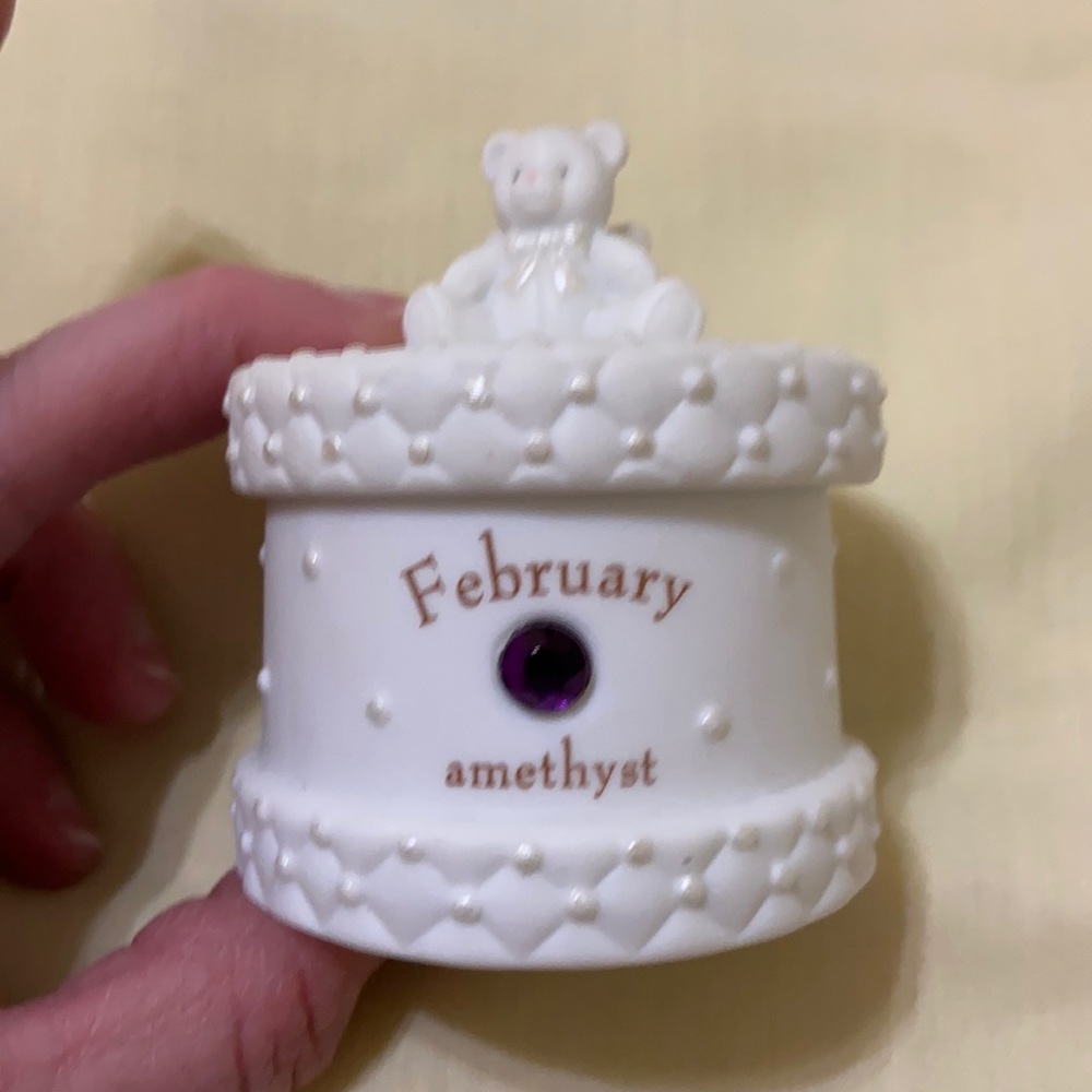 Porcelain Trinket Box February Amethyst New